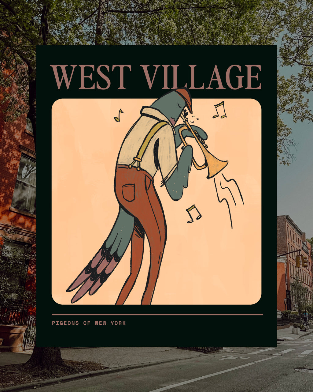 West Village Pigeon Poster