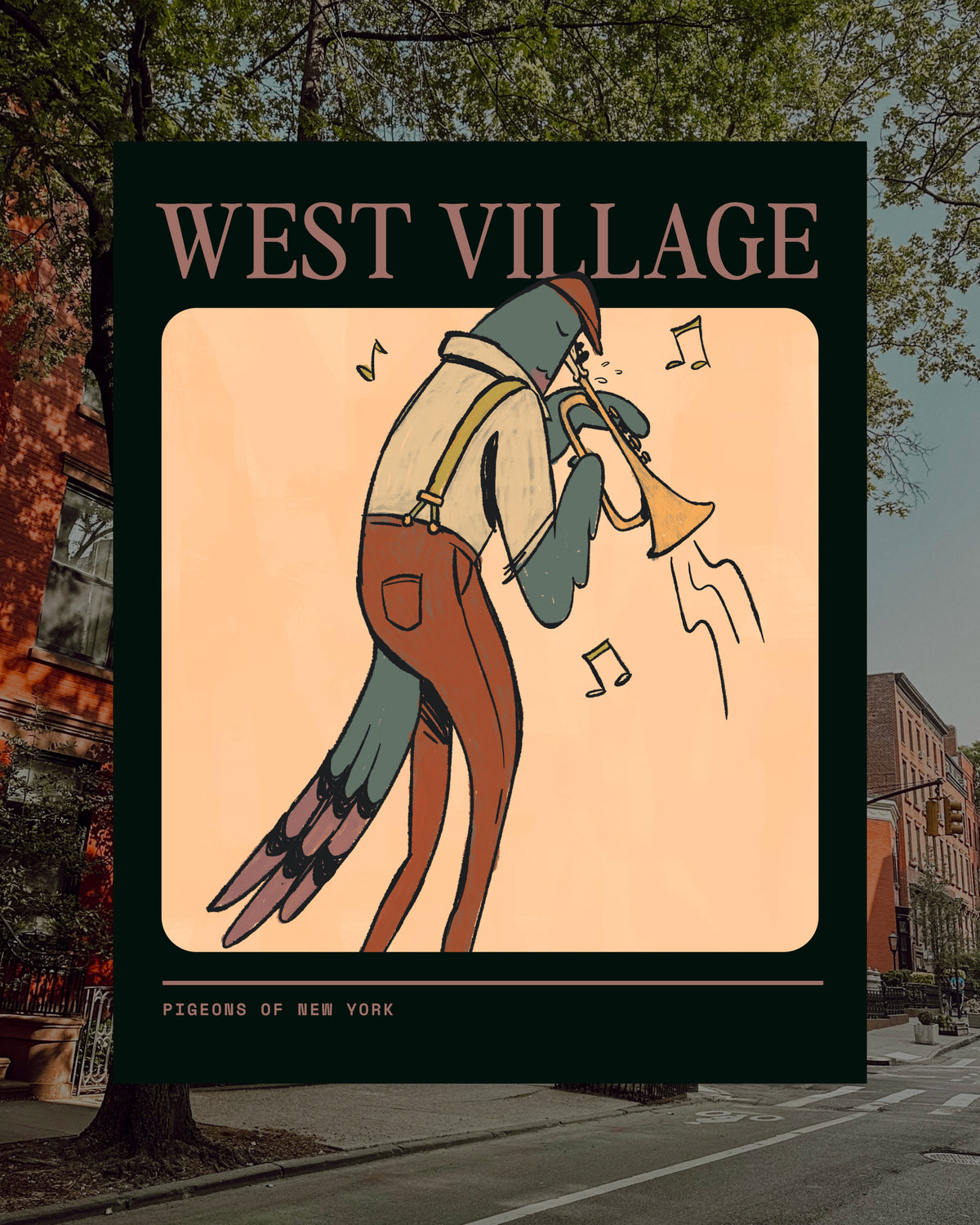 West Village Pigeon Poster